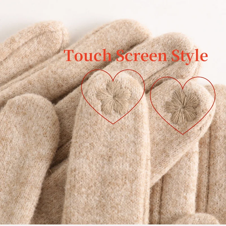 Damen Winter Touchscreen Handschuhe - Warme, Dicke Vollfinger Strickhandschuhe