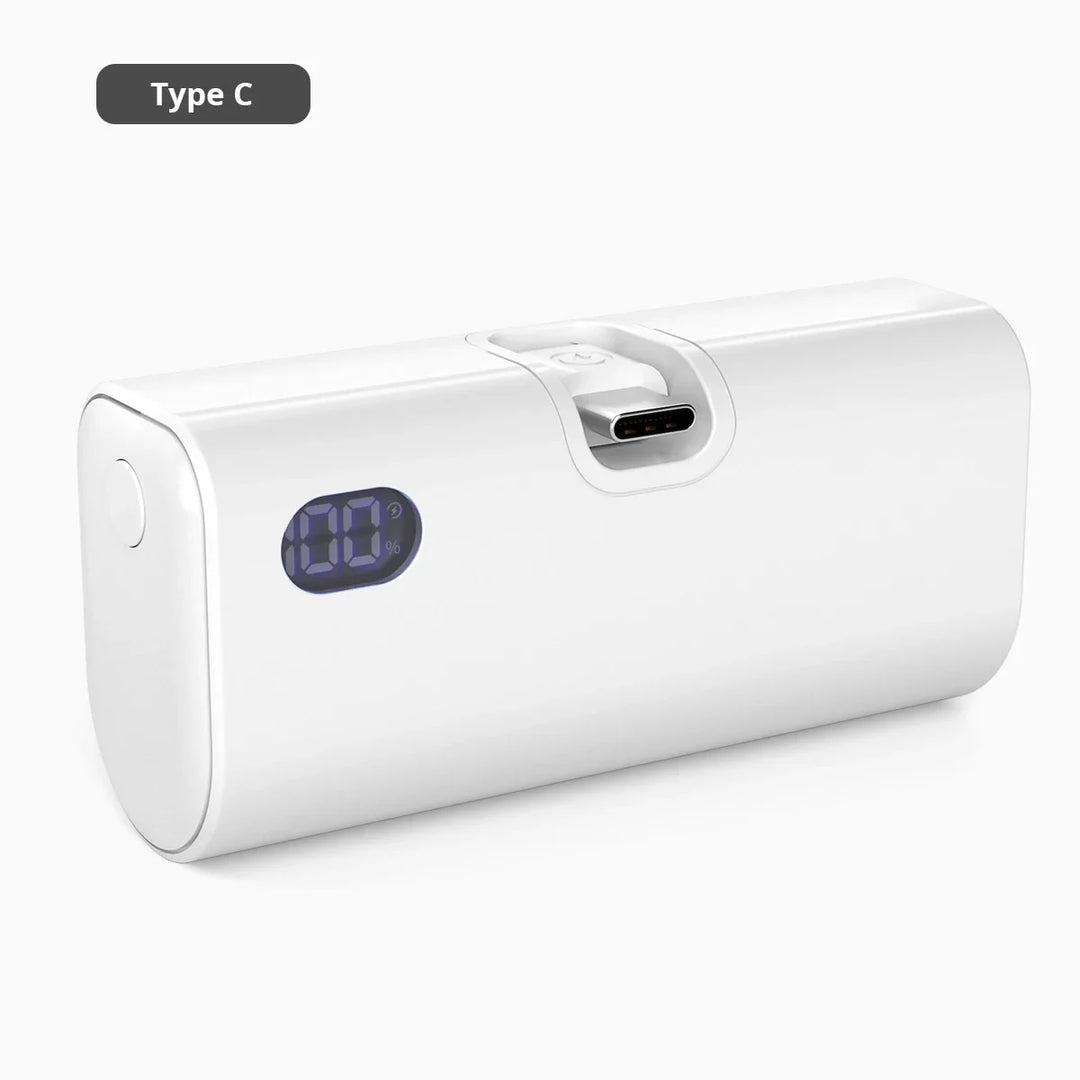 Liboer Faltbarer Externer Akku Schnellladung | 5000mAh USB-C oder Lightning LED-Bildschirm