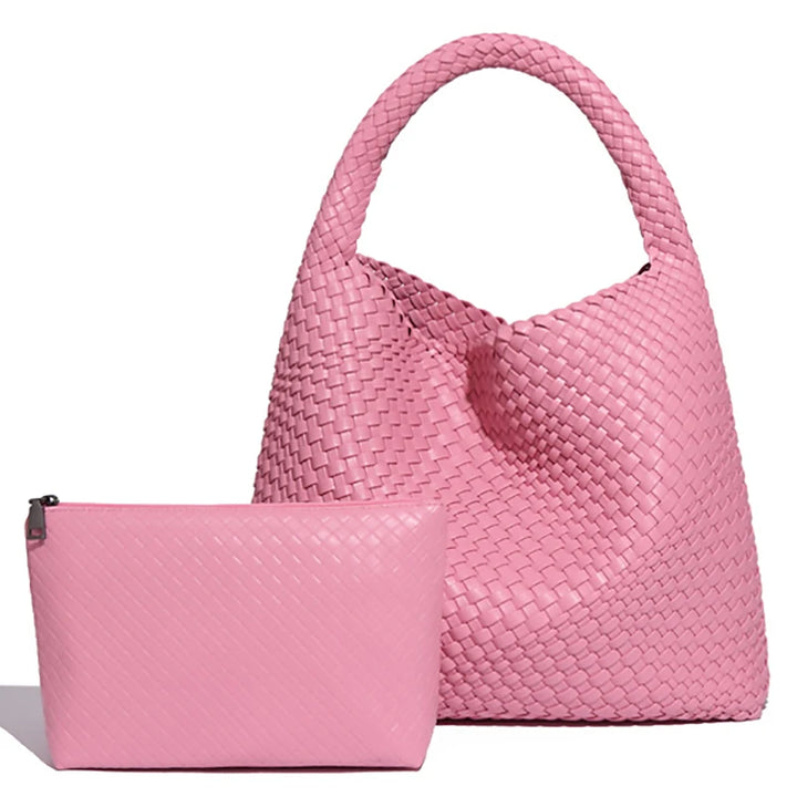 Damen Handtasche Geflochten | Große Umhängetasche für Arbeit, Reise & Sommer