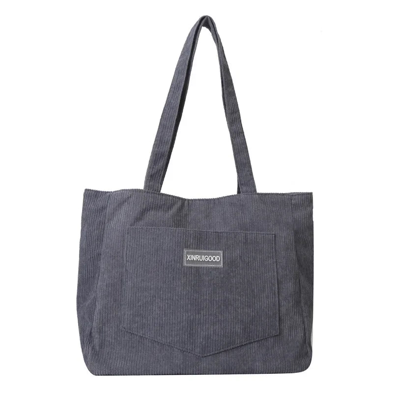 Damen Schultertasche aus Cord | Geräumig & Modisches Design mit Fronttasche