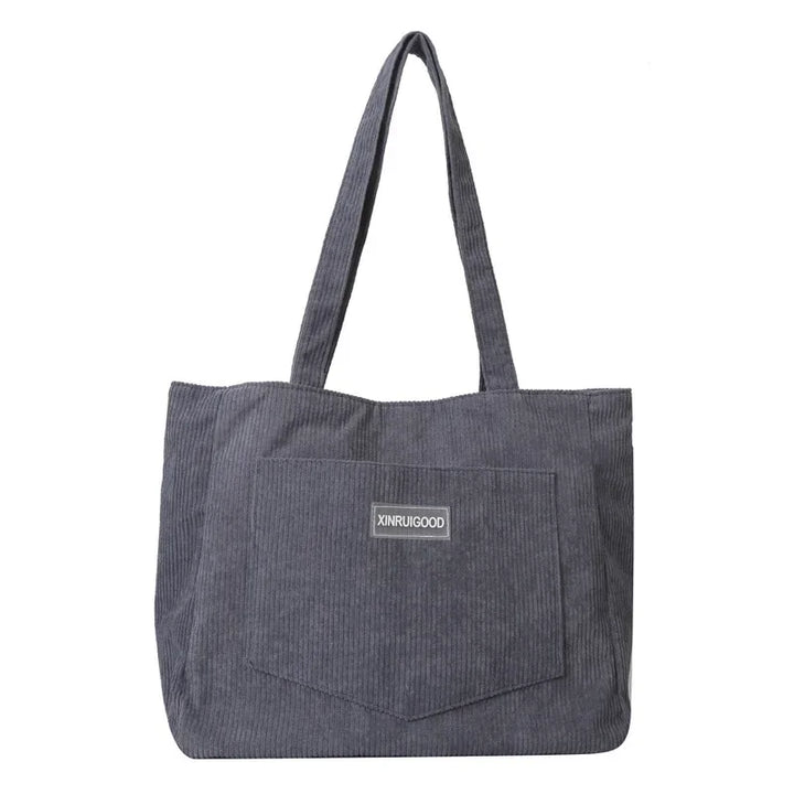 Damen Schultertasche aus Cord | Geräumig & Modisches Design mit Fronttasche