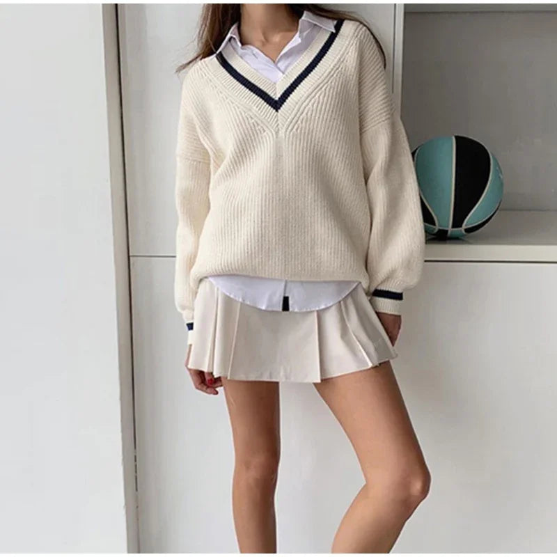 Chesca | Women's Winter V-Neck Long Sleeve Sweater - Eleganz und Komfort