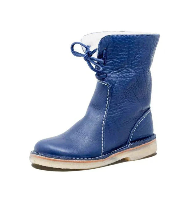 Stiefel Wolle gefüttert Frauen | Wasserdichtes Leder Warm Winter