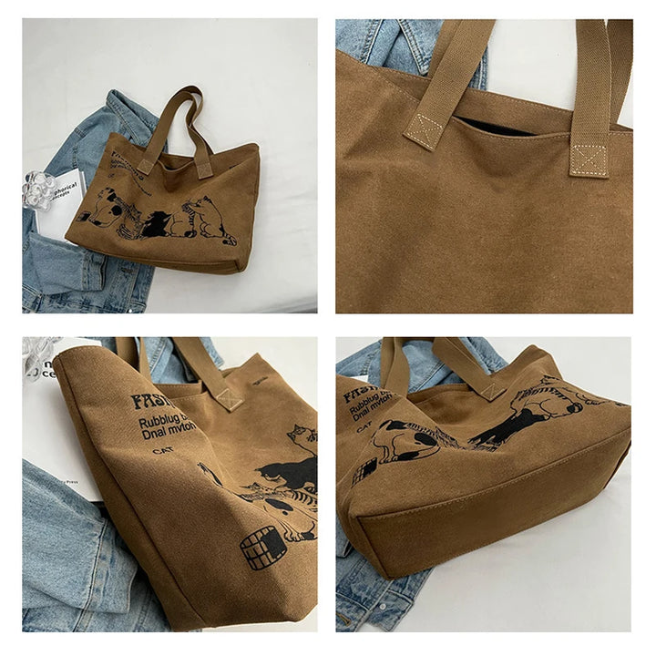 Damen Handtasche aus Canvas | Klassisches Design & Geräumig mit Reißverschluss