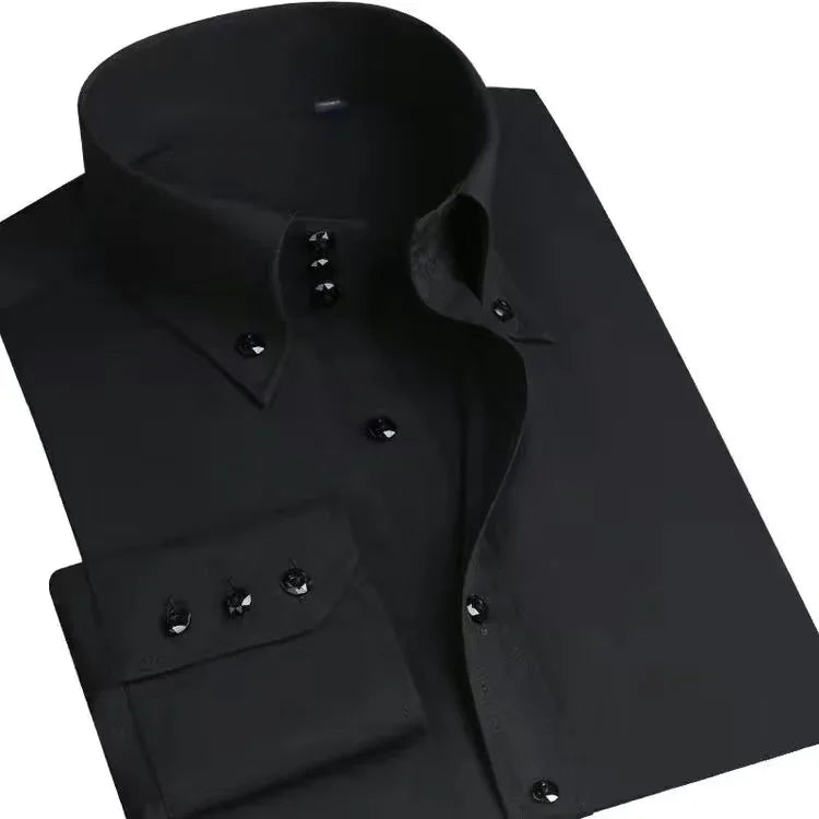 Slim Fit Businesshemd für Herren | Elegantes Langarmhemd mit Button-Down Kragen