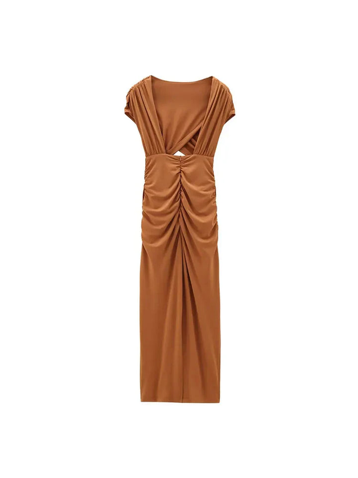 Amandine | Elegantes Neckholder-Kleid mit Plissee und Schlitz für einen raffinierten Look