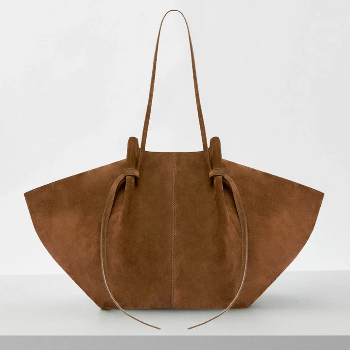 Damen Handtasche Personalisiert | Große Schultertasche aus Wildlederimitat mit Initialen3
