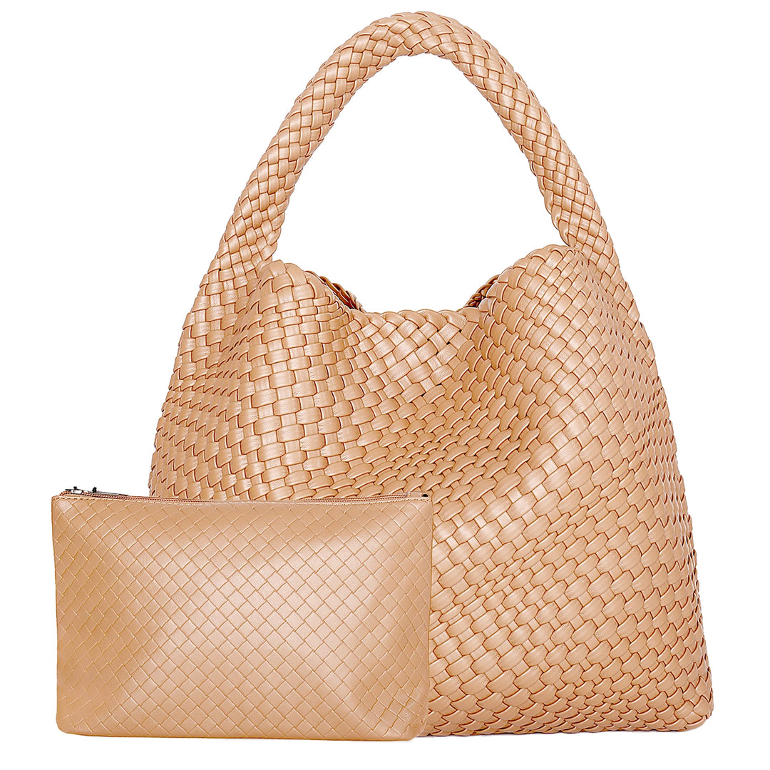 Damen Handtasche Geflochten | Große Umhängetasche für Arbeit, Reise & Sommer