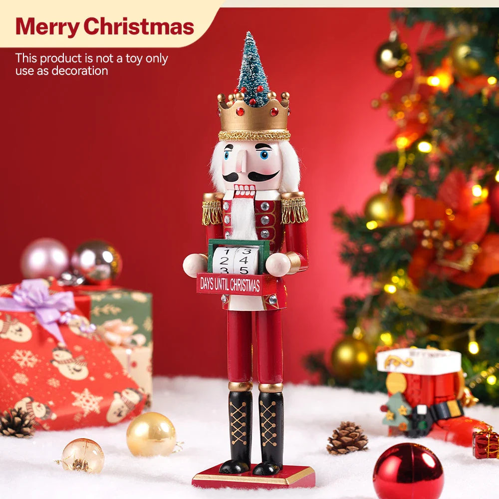 42CM Weihnachten Nussknacker Kalender dekorative Ornament - Holzhandwerk Nussknacker Puppet
