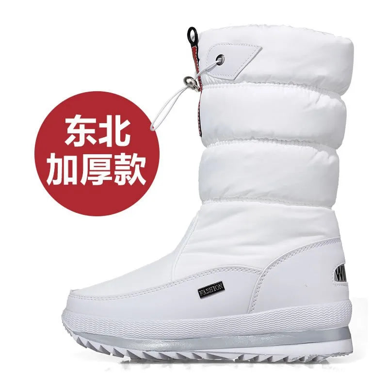 Damen-Schneestiefel | Warme, halbwadenhohe, wasserdichte Stiefel mit Plattform und rutschfestem Fell