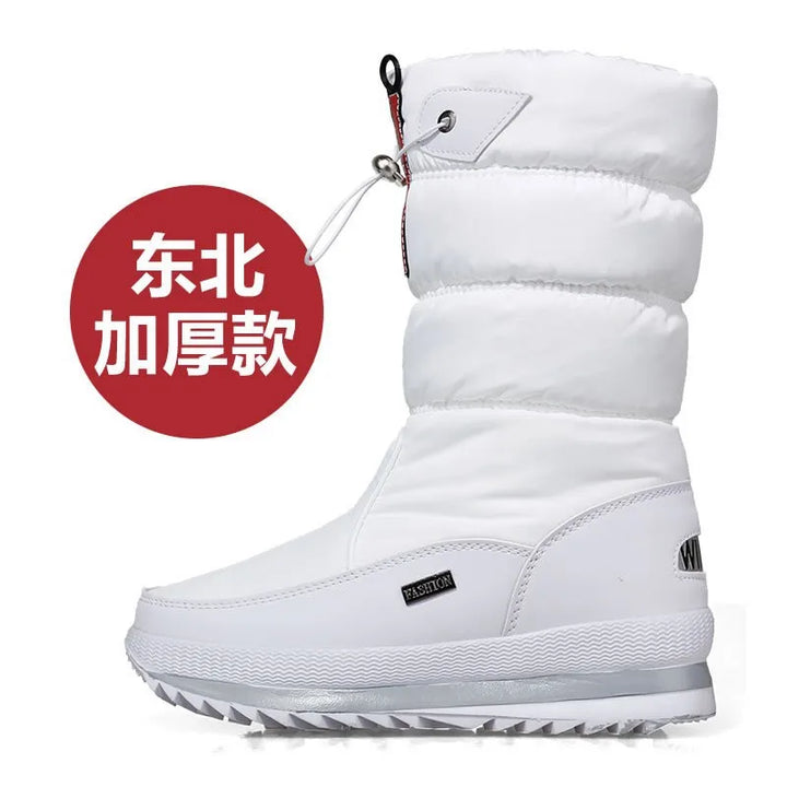Damen-Schneestiefel | Warme, halbwadenhohe, wasserdichte Stiefel mit Plattform und rutschfestem Fell