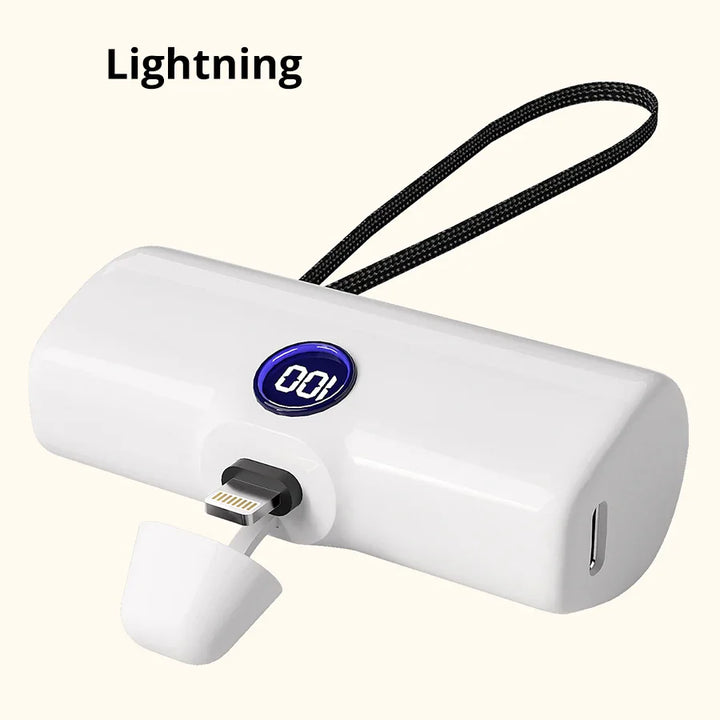 Externer Akku Mini Liboer 5000mAh | Schnellladegerät mit LED-Anzeige und Type-C/Lightning-Anschluss