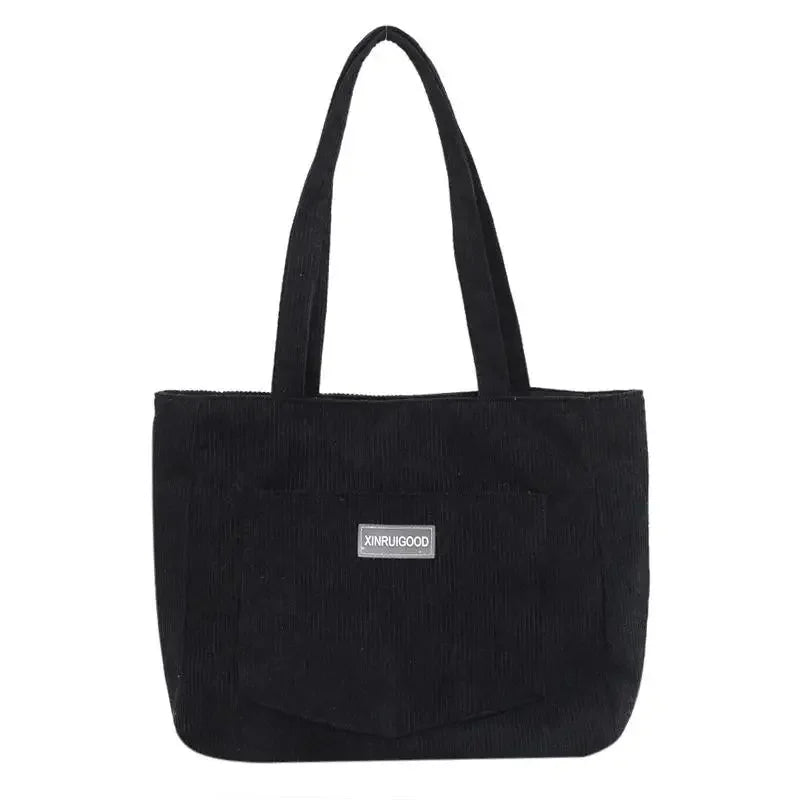 Damen Schultertasche aus Cord | Geräumig & Modisches Design mit Fronttasche