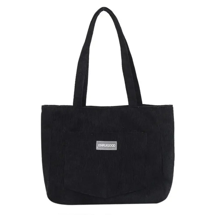 Damen Schultertasche aus Cord | Geräumig & Modisches Design mit Fronttasche