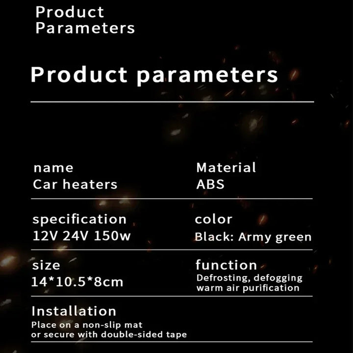 Bil Varmeblæser Bærbar | 150W Afdugger Aftøer Temperatur Display