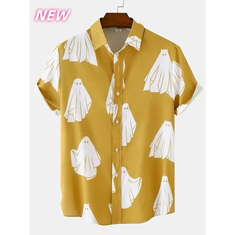 Halloween Aloha Shirt | 3D Geister & Skelett Print Kurzarmhemd im Streetwear-Stil
