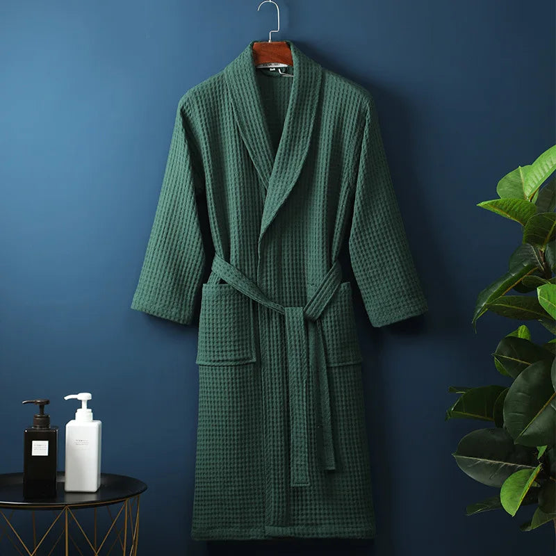 Leichter Und Atmungsaktiver Unisex Bademantel Mit Waffelstruktur
