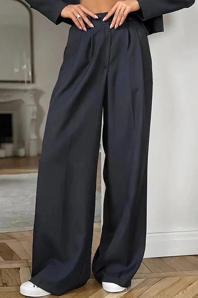 Trendiges zweiteiliges Set | Cropped Blazer & weite Hose | Eleganter und moderner Look