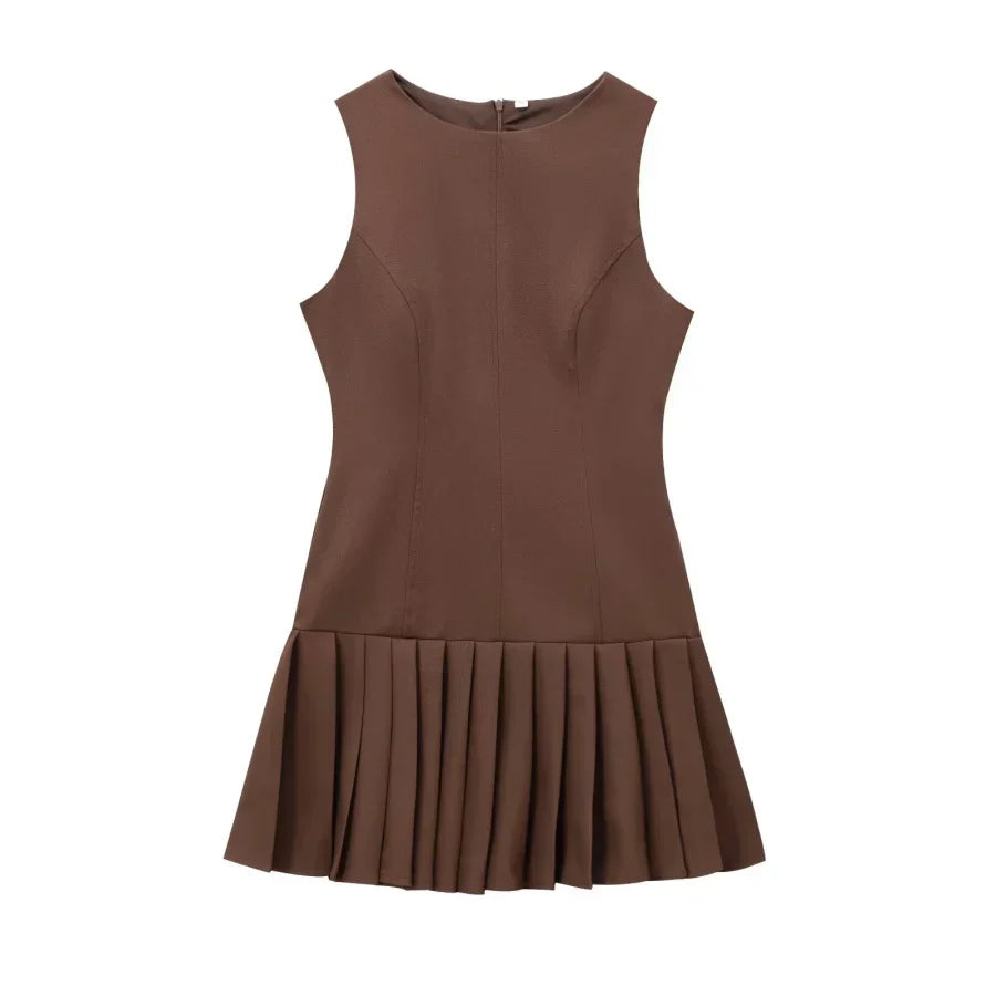 Olivia Trendiges Kleid mit Rundhalsausschnitt und Faltenrock | Moderne Eleganz