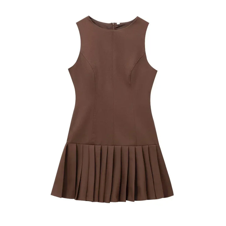 Olivia Trendiges Kleid mit Rundhalsausschnitt und Faltenrock | Moderne Eleganz