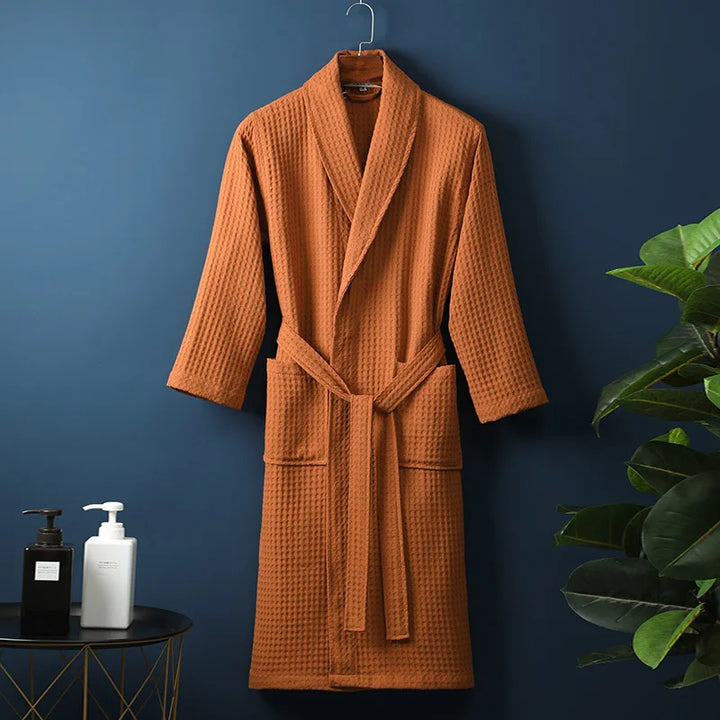 Leichter Und Atmungsaktiver Unisex Bademantel Mit Waffelstruktur