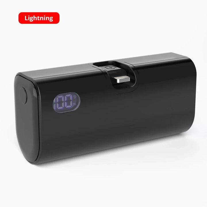 Liboer Faltbarer Externer Akku Schnellladung | 5000mAh USB-C oder Lightning LED-Bildschirm
