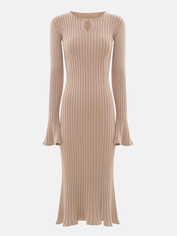 Pulloverkleid Midi Ladies Ribbed | Langarm Weihnachtsfeier