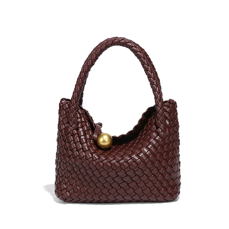 Schultertasche Geflochten | Kleine Crossbody Hobo Bag aus veganem Leder