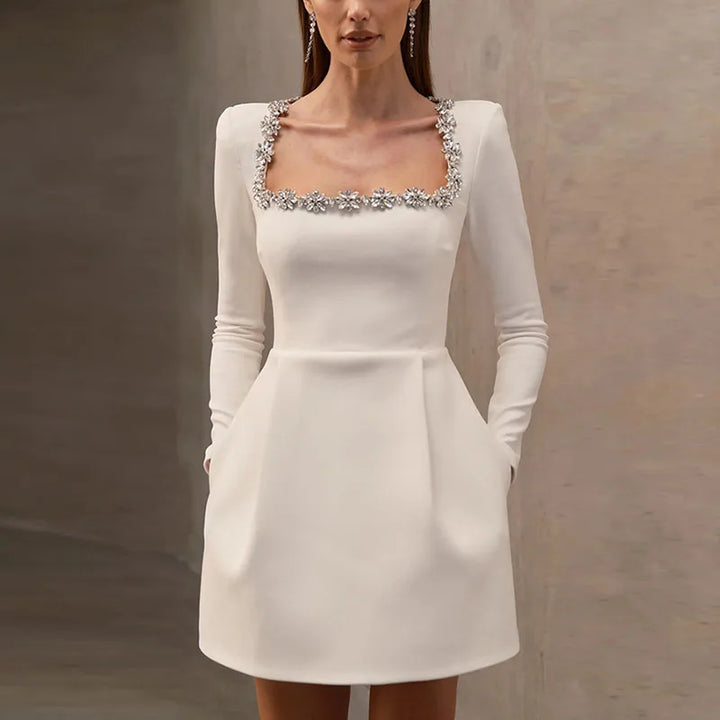 Weihnachtskleid Holidays Ladies | Velvet Square Collar A-Line