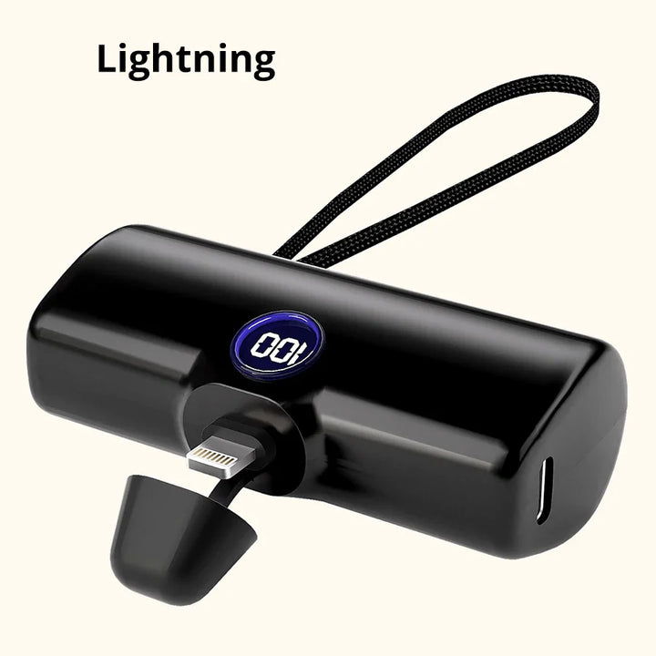Externer Akku Mini Liboer 5000mAh | Schnellladegerät mit LED-Anzeige und Type-C/Lightning-Anschluss