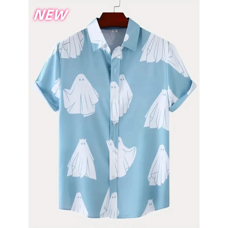 Halloween Aloha Shirt | 3D Geister & Skelett Print Kurzarmhemd im Streetwear-Stil