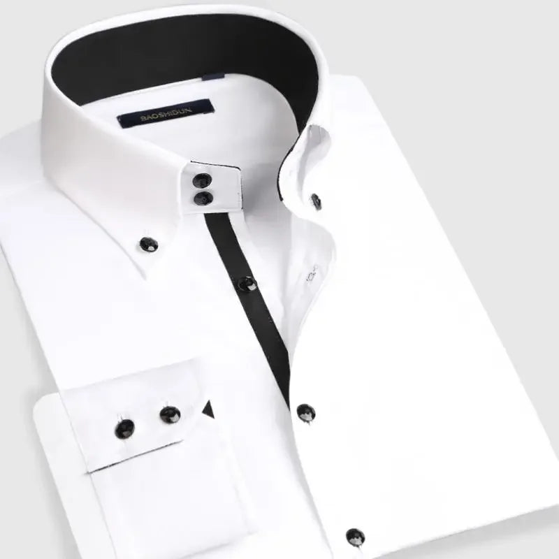 Slim Fit Businesshemd für Herren | Elegantes Langarmhemd mit Button-Down Kragen