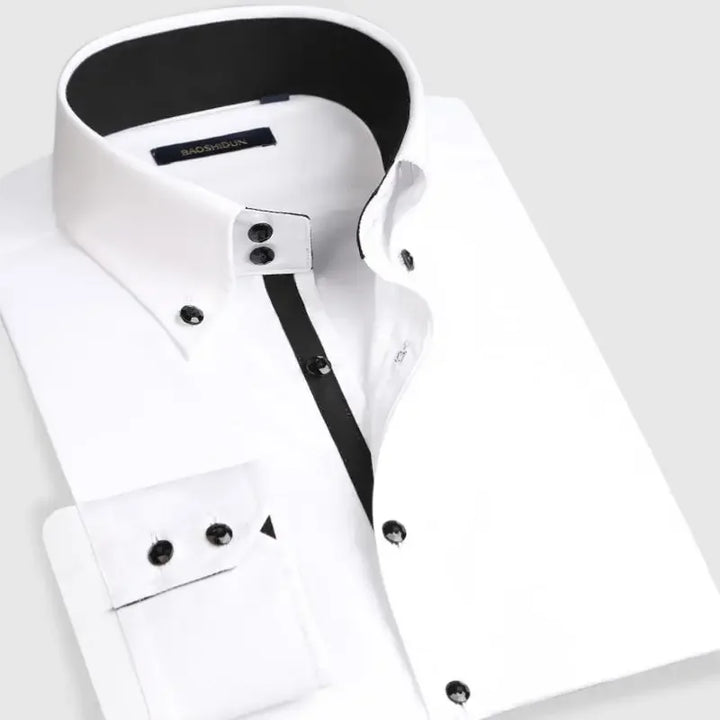 Slim Fit Businesshemd für Herren | Elegantes Langarmhemd mit Button-Down Kragen