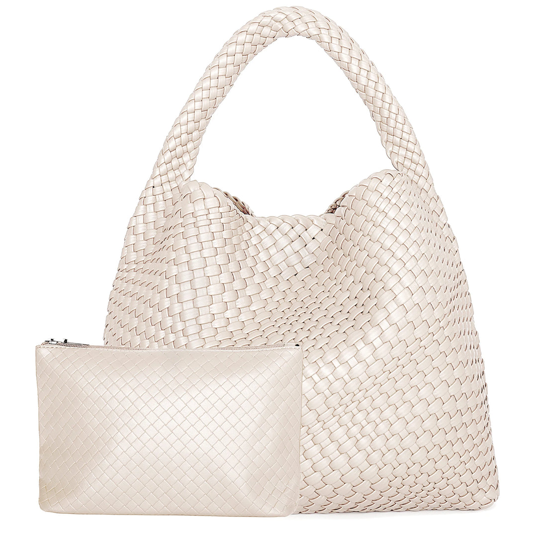 Damen Handtasche Geflochten | Große Umhängetasche für Arbeit, Reise & Sommer
