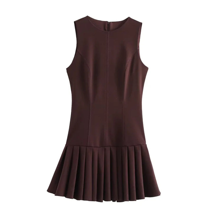 Olivia Trendiges Kleid mit Rundhalsausschnitt und Faltenrock | Moderne Eleganz