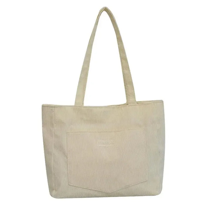 Damen Schultertasche aus Cord | Geräumig & Modisches Design mit Fronttasche