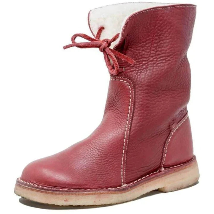 Stiefel Wolle gefüttert Frauen | Wasserdichtes Leder Warm Winter