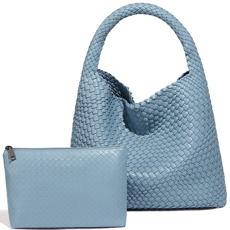 Damen Handtasche Geflochten | Große Umhängetasche für Arbeit, Reise & Sommer