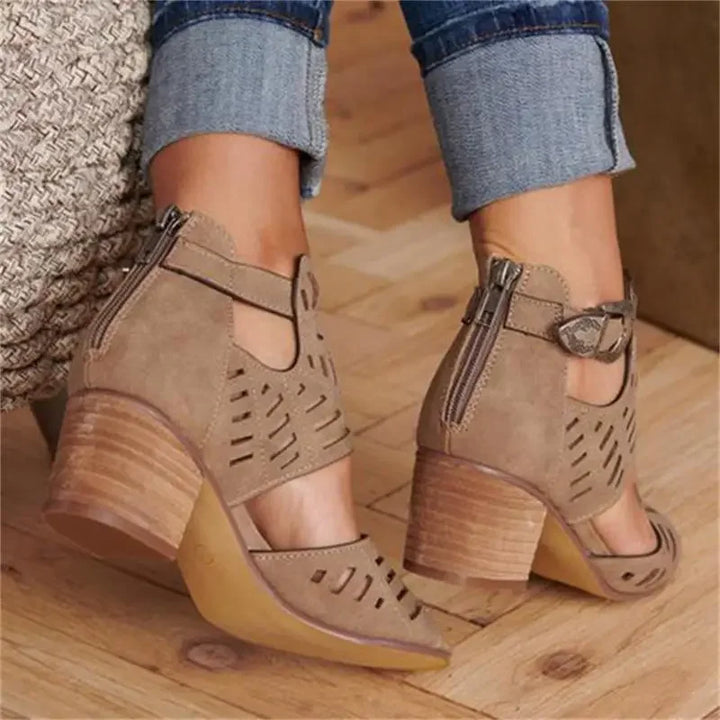 Alina Damen Sandalen mit Absatz & Ajourmuster | Elegant, Luftig & Verstellbar für den Sommer