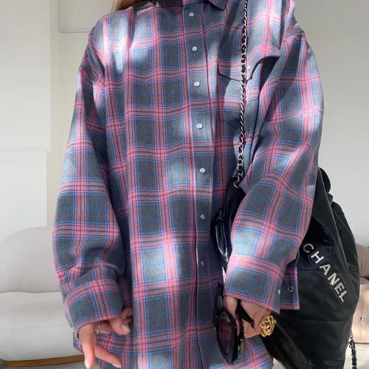 Übergroße Karohemdjacke | Weicher Flanell | Trendiger Lagenlook