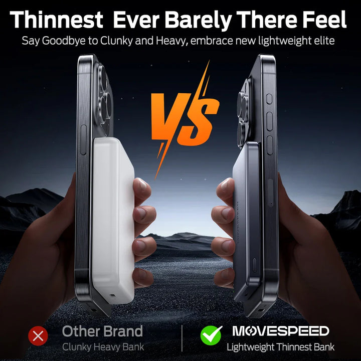 Batería externa magnética MOVESPEED S10 de 10 000 mAh | Carga rápida inalámbrica | Ultrafina y portátil 