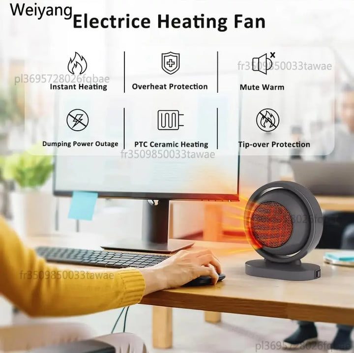 Varmeblæser Bærbar Elektrisk Bordmodel | 380W Hjem Kontor