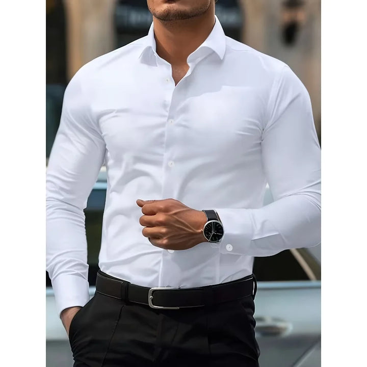 Herren Business-Hemd | Weißes Langarm Hemd aus Stretch, modern & elegant