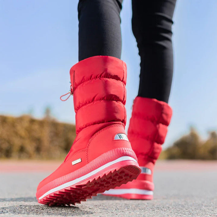 Damen-Schneestiefel | Warme, halbwadenhohe, wasserdichte Stiefel mit Plattform und rutschfestem Fell