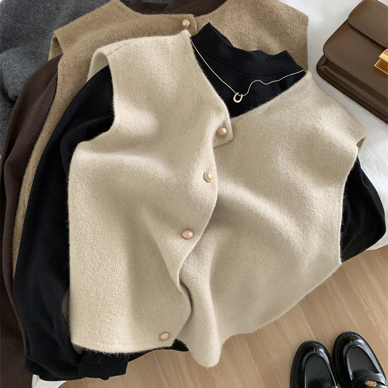 Lieke | Wolle Damen Gilet mit klassischem Knopfverschluss - Chic, Elegant &amp; Bequem&nbsp;