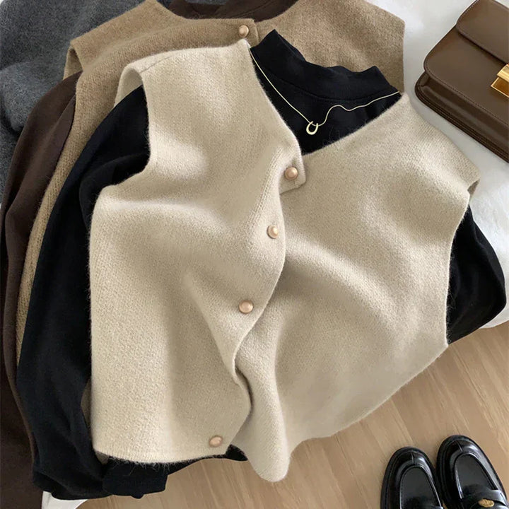 Lieke | Wolle Damen Gilet mit klassischem Knopfverschluss - Chic, Elegant &amp; Bequem&nbsp;