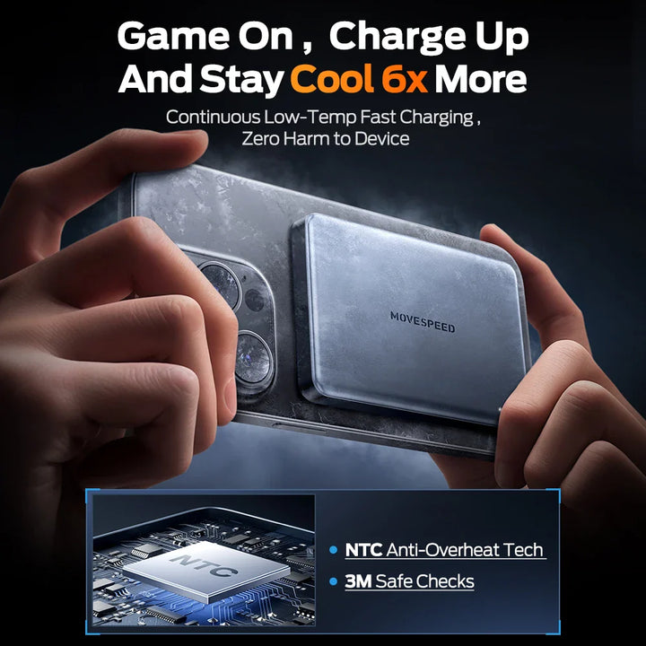 Batería externa magnética MOVESPEED S10 de 10 000 mAh | Carga rápida inalámbrica | Ultrafina y portátil 