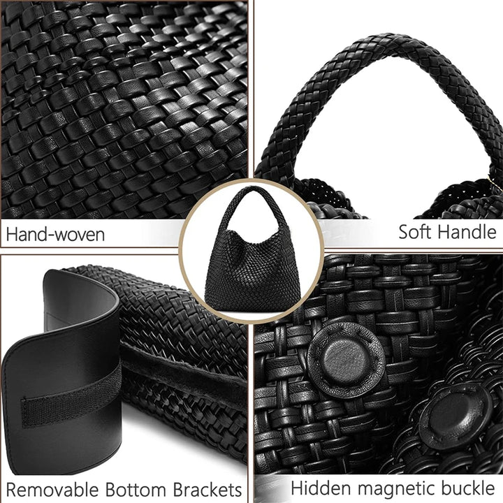Damen Handtasche Geflochten | Große Umhängetasche für Arbeit, Reise & Sommer