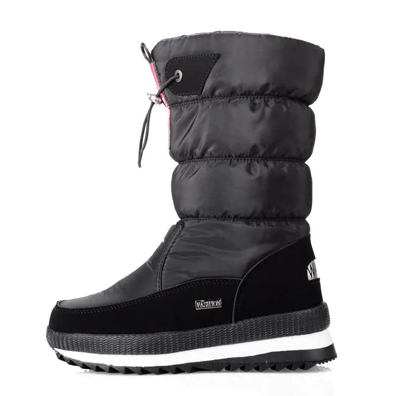 Damen-Schneestiefel | Warme, halbwadenhohe, wasserdichte Stiefel mit Plattform und rutschfestem Fell