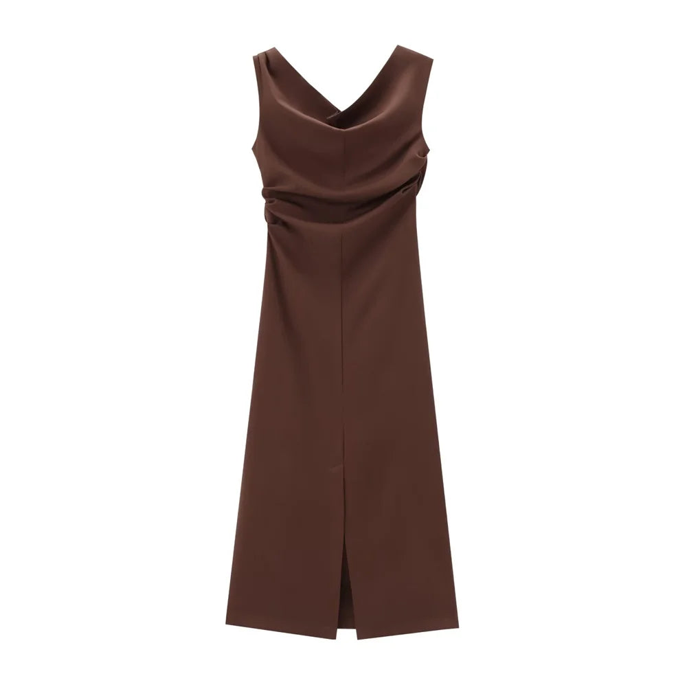 Jenell | Elegantes langes Kleid mit Slim Fit, Off-Shoulder-Kragen und Schlitz hinten